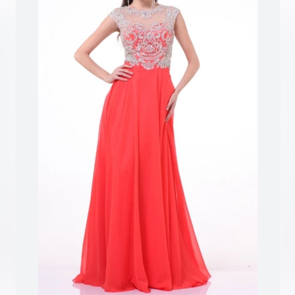 Elegant Coral Evening Gown